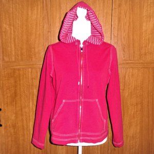 Dark Pink Zip-Up Hoodie w/Kangaroo Pocket